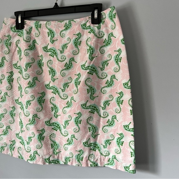 Vineyard Vines Textured Seersucker 100% Cotton Pale Pink Seahorse Mini Skirt 6 - Picture 3 of 15
